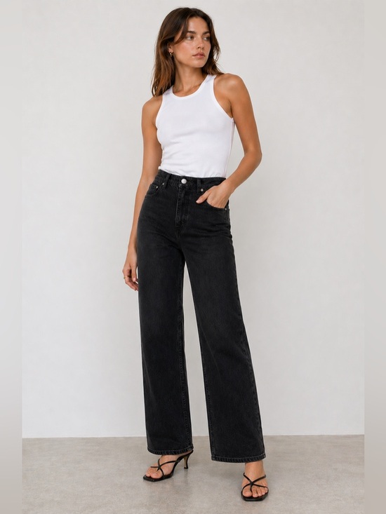 Frame Denim Denim - NWT FRAME Le High Wide Crop Jeans Women’s Size 28/14” Waist Inseam 30.5 Black